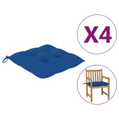 vidaXL Coussins de chaise 4 pcs Bleu 50x50x7 cm Tissu