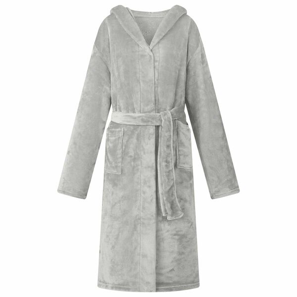 vidaXL Peignoir avec capuche Gris l Flanelle