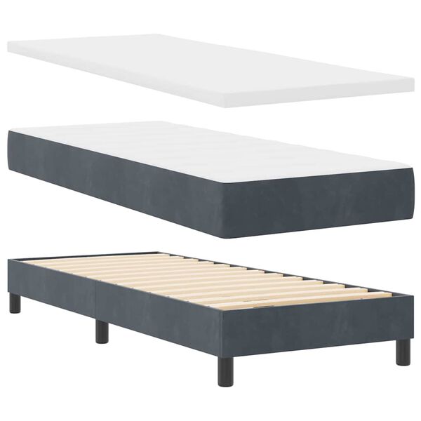 vidaXL Lit &agrave; ressorts avec matelas Gris fonc&eacute; 200 x 80 cm Velours