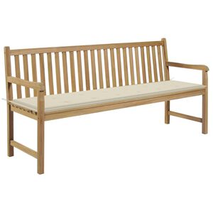 vidaXL Banc de jardin avec coussin cr&egrave;me 175 cm Bois de teck massif