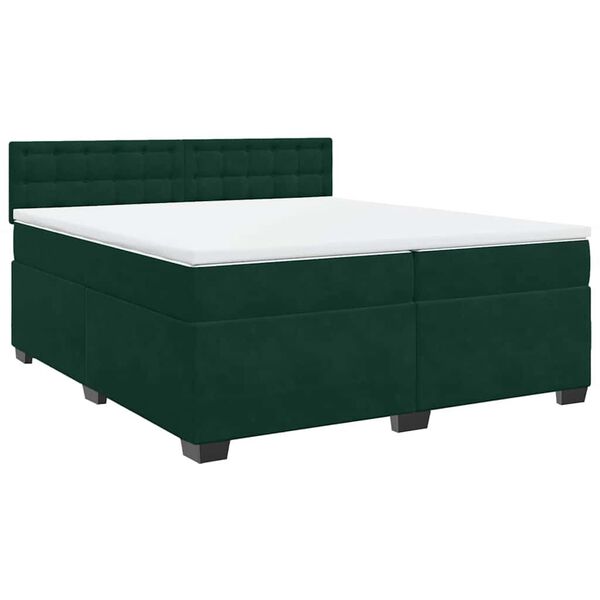 vidaXL Sommier &agrave; lattes de lit et matelas Vert fonc&eacute; 200x200cm Velours