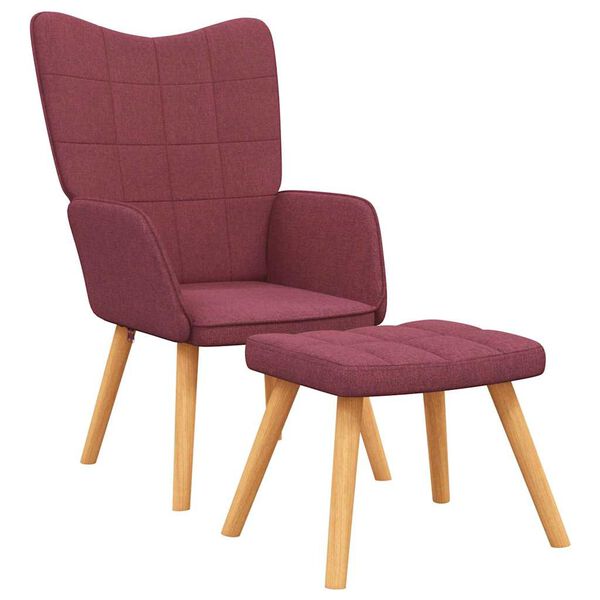 vidaXL Chaise de relaxation avec tabouret Rouge bordeaux Tissu