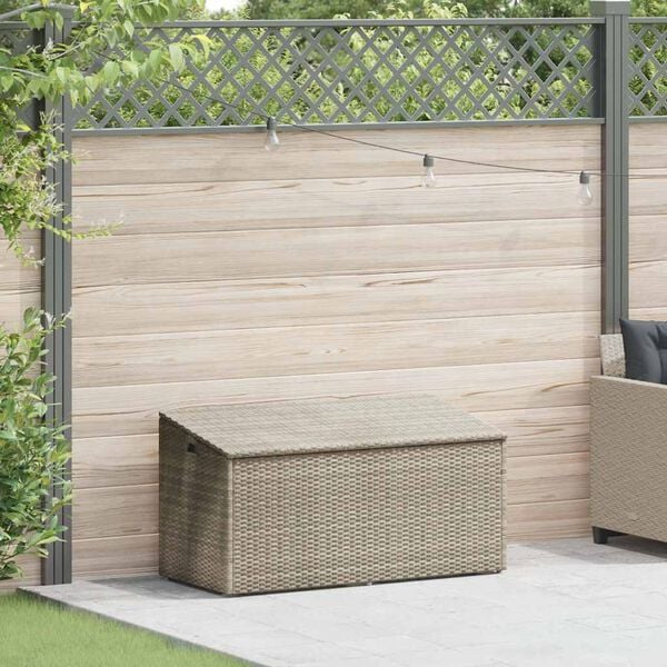vidaXL Boîte de rangement de jardin gris clair 110x50x58 cm rotin