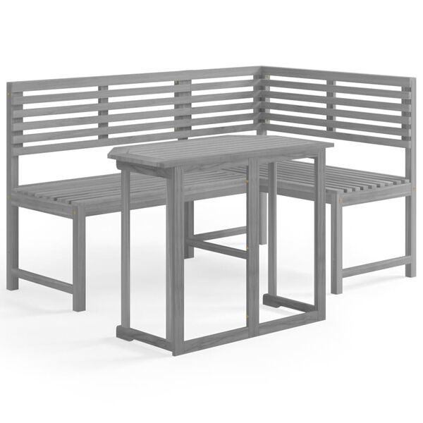 vidaXL Ensemble de bistro 2 pcs Bois d'acacia solide Gris
