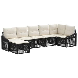 vidaXL Ensemble de canap&eacute; de jardin 7 pc Noir polyrotin