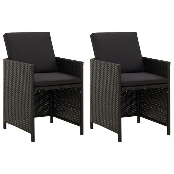 vidaXL Jeu de chaise et tabouret de jardin 4 pcs R&eacute;sine tress&eacute;e Noir