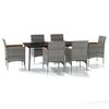 vidaXL Ensemble &agrave; manger de jardin coussins 7pcs Gris et noir