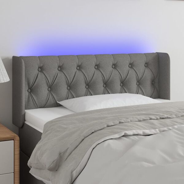 vidaXL T&ecirc;te de lit &agrave; LED Gris fonc&eacute; 103x16x78/88 cm Tissu