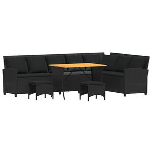 vidaXL Salon de jardin 4 pcs avec coussins forme L noir r&eacute;sine tress&eacute;e