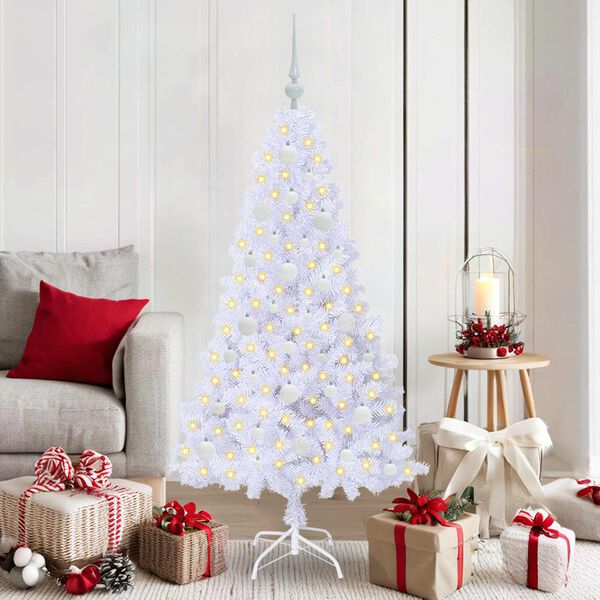 vidaXL Sapin de No&euml;l artificiel avec 150 LED Blanc 150 cm PVC et Acier