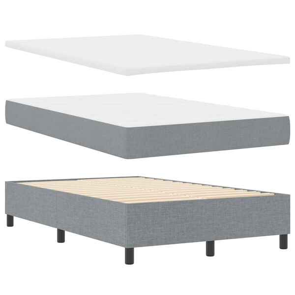 vidaXL Lit &agrave; ressorts avec matelas Gris clair 120 x 190 cm tissu
