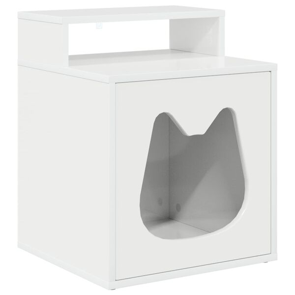 vidaXL Maison pour chat Blanc Brillant 42,5 x 40 x 53,5 cm