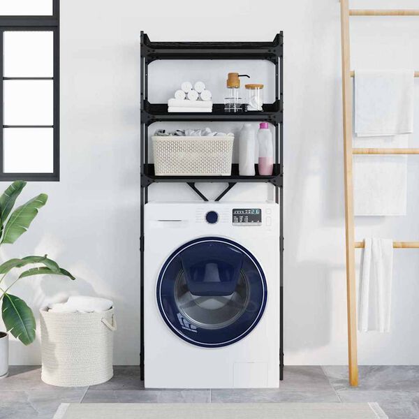 vidaXL &Eacute;tag&egrave;re pour machine &agrave; laver Ch&ecirc;ne noir 67 x 25 x 163 cm