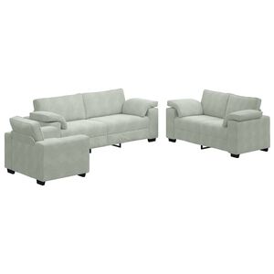 vidaXL Ensemble de canap&eacute;s 3 pcs avec coussins Gris clair Velours