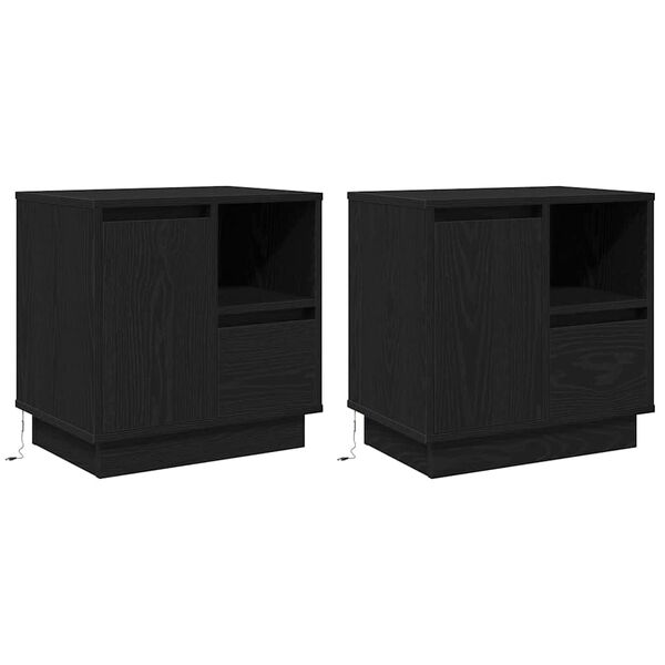 vidaXL Cabinet de chevet 2 pcs Ch&ecirc;ne noir 50 x 34,5 x 50 cm.