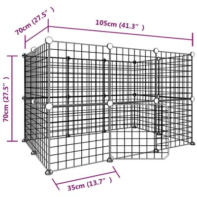 vidaXL Cage animaux de compagnie à 20 panneaux et porte Noir 35x35 cm