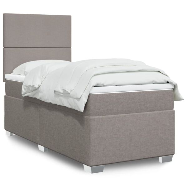 vidaXL Sommier &agrave; lattes de lit avec matelas Taupe 90x200 cm Tissu