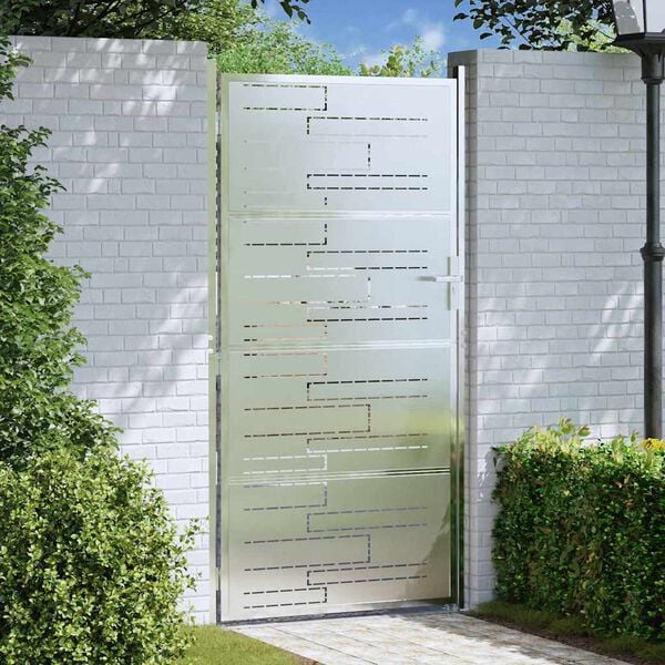 vidaXL Porte de Jardin Argent&eacute; 96 x 200 cm Acier inoxydable