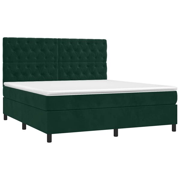 vidaXL Sommier &agrave; lattes de lit et matelas Vert fonc&eacute; 160x200cm Velours