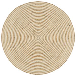 vidaXL Tapis fait &agrave; la main Jute avec design de spirale Blanc 90 cm