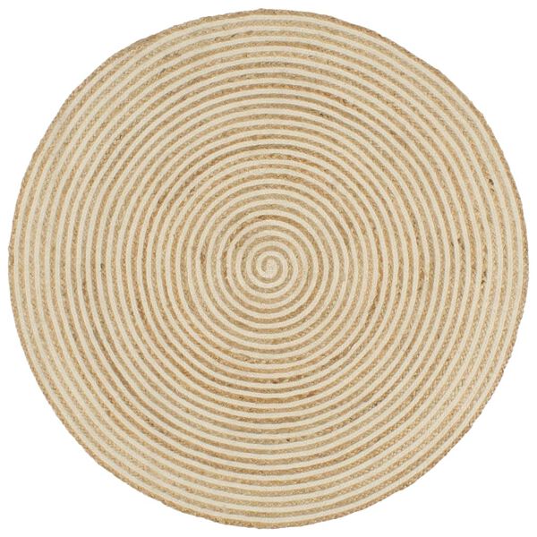 vidaXL Tapis fait &agrave; la main Jute avec design de spirale Blanc 90 cm