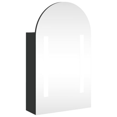 vidaXL Armoire de bain à miroir avec LED arquée noir 42x13x70 cm