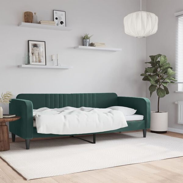 vidaXL Lit de repos sans matelas vert foncé 80x200 cm velours
