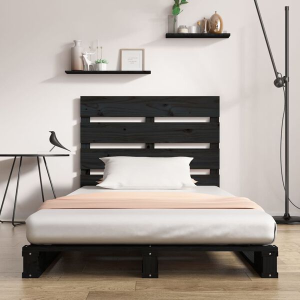vidaXL Cadre de lit sans matelas noir 75x190 cm bois de pin massif