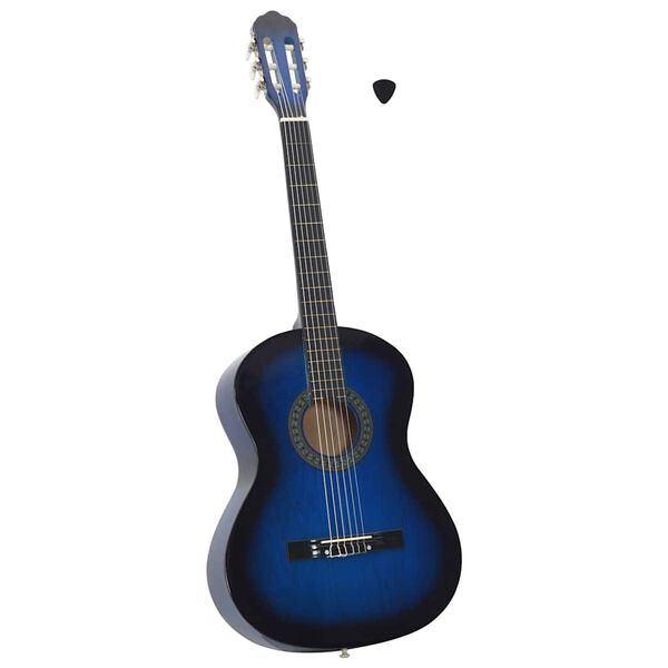 vidaXL Guitare classique pour d&eacute;butants Bleu 4/4 39" Tilleul