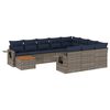 vidaXL Ensemble de canap&eacute; de jardin 11 pcs avec coussins gris r&eacute;sine tress&eacute;e