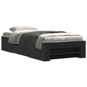 vidaXL Cadre de lit sans matelas noir 90x190 cm bois ing&eacute;nierie