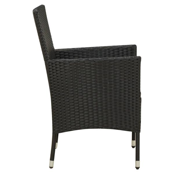 vidaXL Chaises de jardin avec coussins lot de 4 Résine tressée Noir