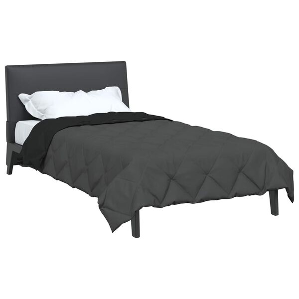 vidaXL Duvet d'&eacute;t&eacute; simple Noir et anthracite 220 x 155 cm Microfibre