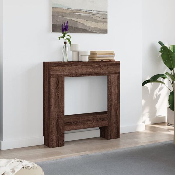 VidaXL Cadre de chemin&eacute;e ch&ecirc;ne marron 81x18x82 cm bois d'ing&eacute;nierie