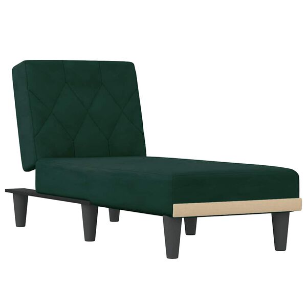 vidaXL Chaise longue vert fonc&eacute; velours