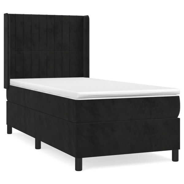 vidaXL Sommier &agrave; lattes de lit avec matelas Noir 90x200 cm Velours