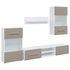 vidaXL Meubles TV avec lumi&egrave;re LED 5 pcs gris pierre bois d'ing&eacute;nierie