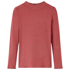 T-shirt enfants manches longues faux col roulé rouge brûlé 92