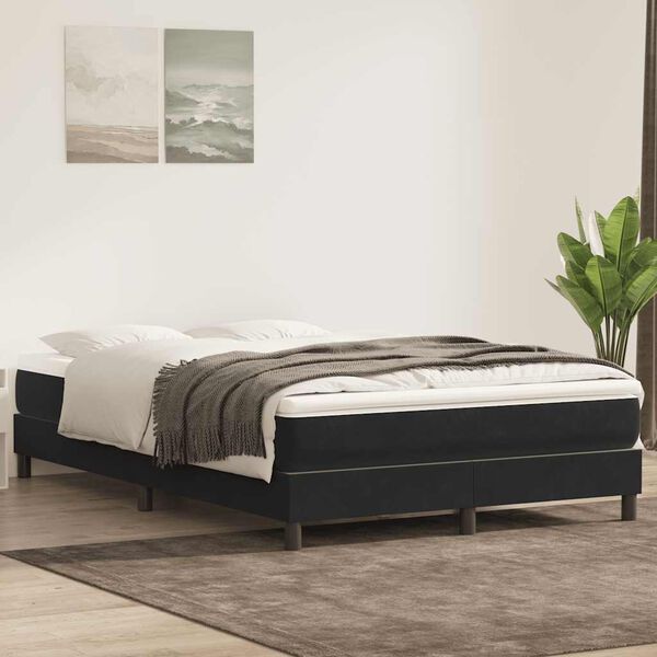 vidaXL Sommier &agrave; lattes de lit avec matelas noir 160x210 cm velours