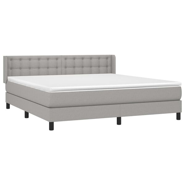 vidaXL Sommier &agrave; lattes de lit avec matelas Gris clair 160x200cm Tissu