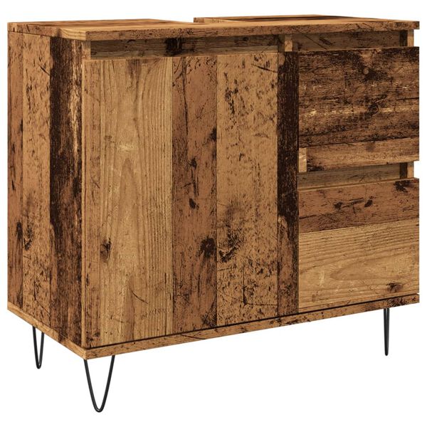 vidaXL Armoire de lavabo de salle de bain vieux bois 65x33x60 cm