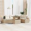 vidaXL Ensemble de canapé de jardin avec coussin 6 pcs Beige polyrotin