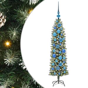 vidaXL Arbre de No&euml;l artificiel slim avec 150 LED Vert et blanc 120 cm