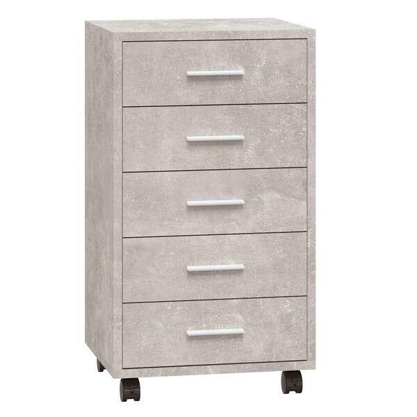 vidaXL Armoire &agrave; tiroirs avec roulettes Gris b&eacute;ton Bois d'ing&eacute;nierie