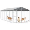 vidaXL Chenil d'ext&eacute;rieur pour chiens avec toit argent&eacute; 3x7,5x2,5 m