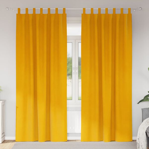 vidaXL Rideaux occultants 2 pcs Jaune moutarde 140 x 260 cm Velours