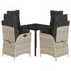 vidaXL Ensemble &agrave; manger de jardin et coussins 5 pcs gris clair rotin