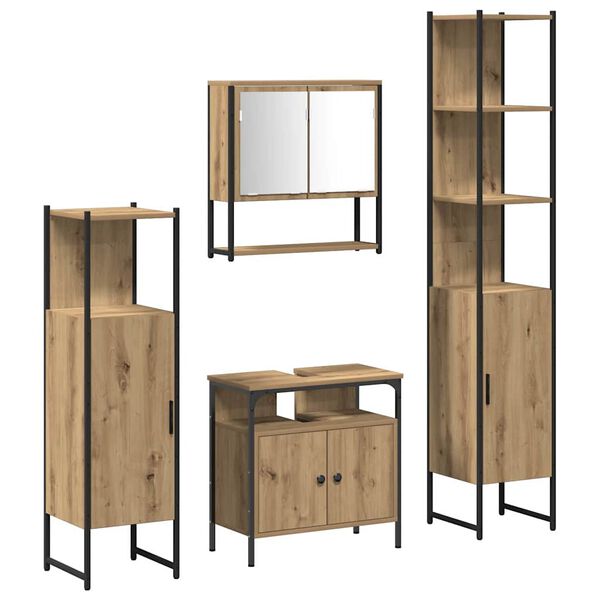 vidaXL Ensemble de mobilier de salle de bain 4 pcs ch&ecirc;ne artisanal