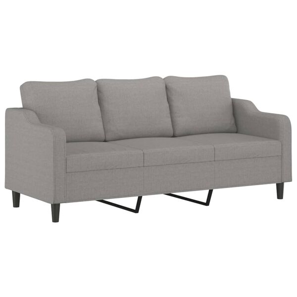 vidaXL Canap&eacute; 3 places et oreillers et coussins Gris clair 180cm Tissu