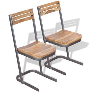 vidaXL Chaises &agrave; manger lot de 2 bois de teck massif